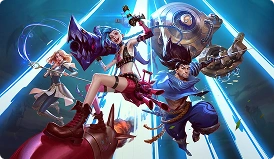 League of Legends bajnokok látványos akciójelenetben egy multiplayer videojáték jelenetében